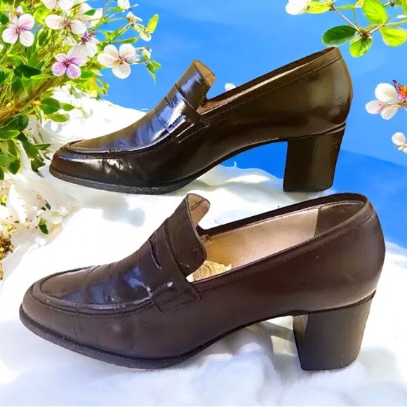 Calvin Klein Brown Leather Classic Pump Vintage '96 with Box - Picture 1 of 13